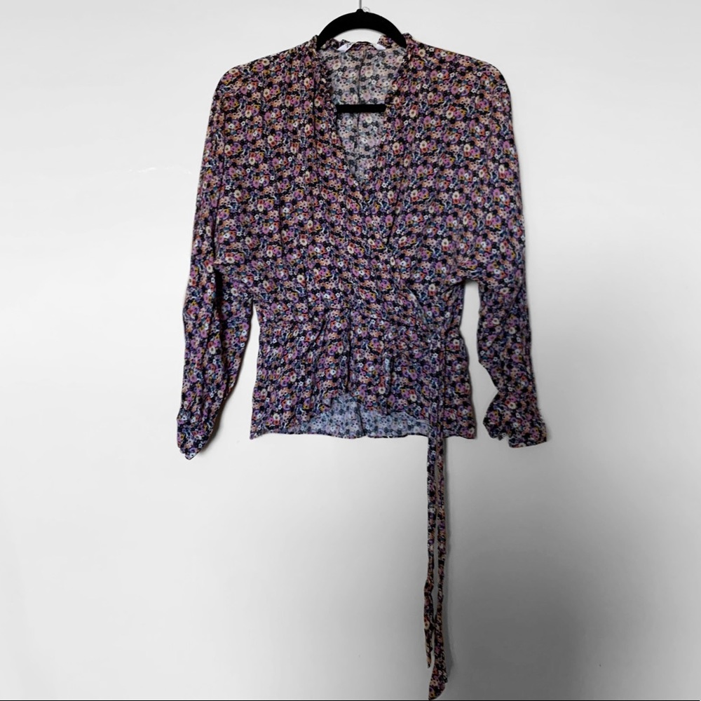 Zara Long-sleeve Floral Blouse
